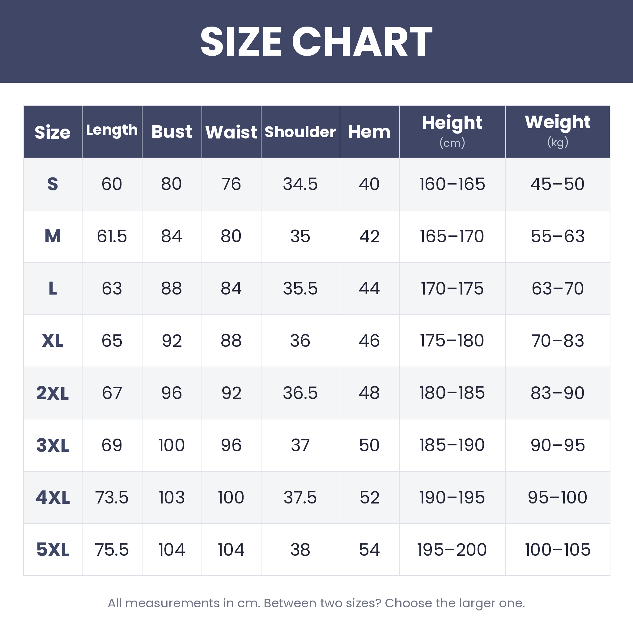 [en] Size chart